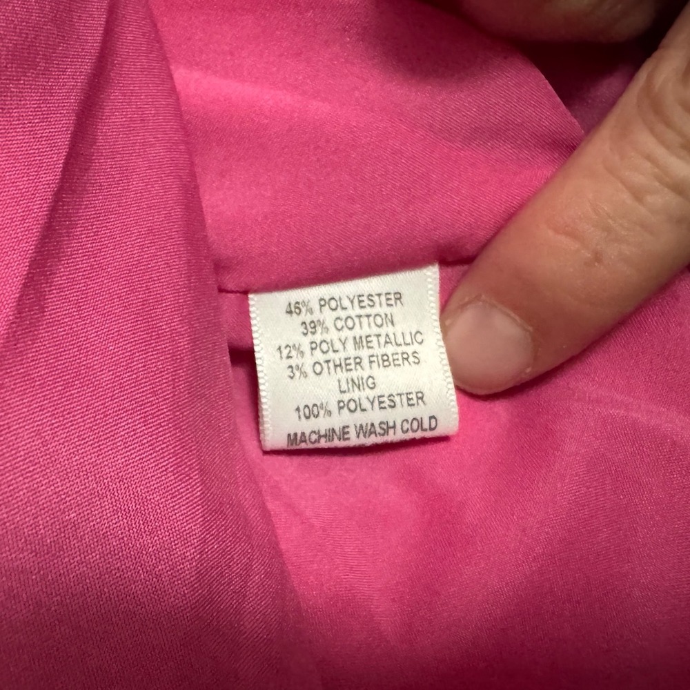 Corey Lynn Calter Mini Dress Womens Medium Pink Metallic Stripe Bubble Hem - Picture 7 of 8
